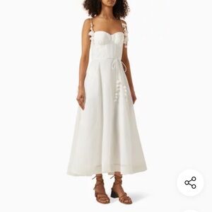 Zimmermann ivory  Midi Dress with Floral Accents